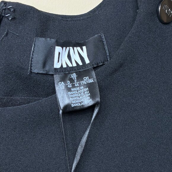 NWT DKNY Jewel Neck Sleeveless Short Length Sheath Dress (Black) - Size 12 - Picture 2 of 8